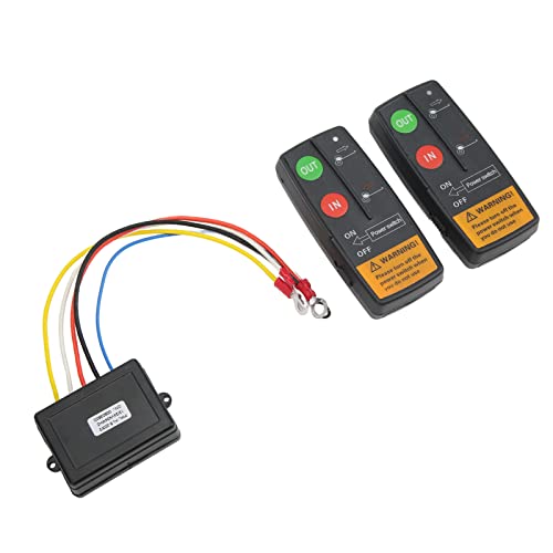 Jeffergarden Kit de Control Remoto de Cabrestante Inalámbrico Universal, Juego de Controlador de Cabrestante Eléctrico ABS de 12 V, 24 V, Alcance de 75 Pies con Luces Indicadoras, 2 Controles