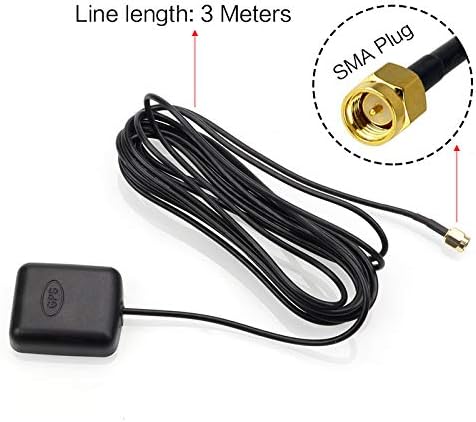 MILIWAN GPS Antenna SMA Plug Connector GPS Active Aerial with 3M Antenna Extension Cable Waterproof GPS Module with Magnetic base for GPS Navigation System car DVD