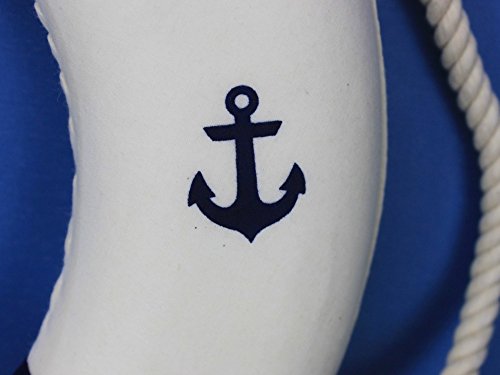 Hampton Nautical Classic White Decorative Anchor Life Ring With Blue Bands, 15" #TOP3