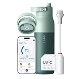 LARQ Smart Borracia PureVis 2 680ml – Purificatore d’Acqua UV con Autopulizia, Monitoraggio Idratazione via App, Filtro a Cannuccia, Manico Rimovibile, Isolamento a Doppia Parete, Eucalyptus Green