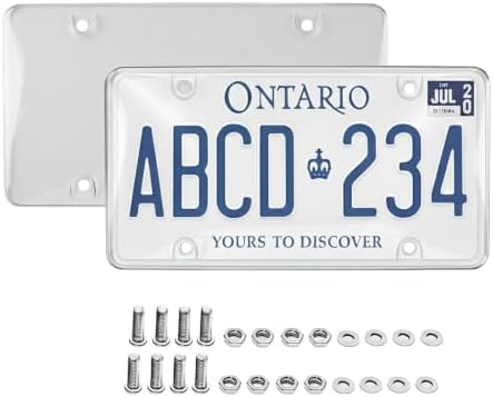 2-Pack Premium Clear License Plate Covers, Tanzolx Impact-Resistant Bubble Shields for US & Canadian Plates, UV-Resistant Plate Protectors with Screws, Caps and Washers, Universal 6 x 12 Inch Fit