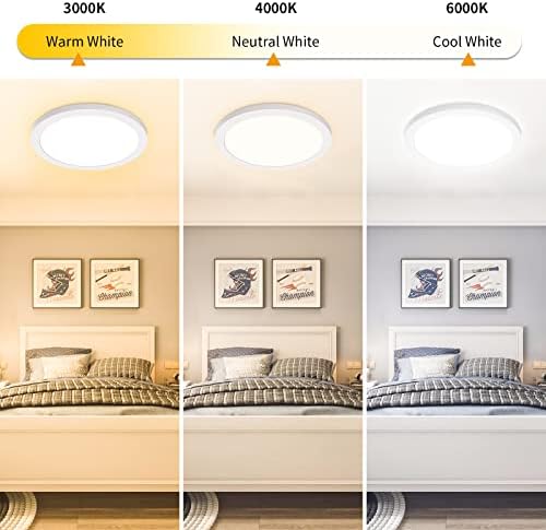 Bathroom Light, 18W 1600 LM LED Ceiling Light, 3 Color Temperature 3000/4000/6000K Waterproof Bathroom Lighting, Round Flush Ceiling Light for Kitchen, Bedroom, Bulkhead, Toilet, Porch, Office
