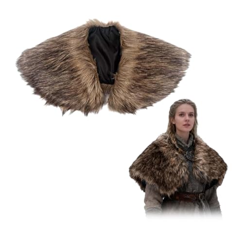 tintoke Cape viking pour châle, Femme Viking Col en Fausse, Col Viking en Fausse Fourrure pour Homme, Epaule en fourrure de viking femme, convient pour Halloween, fêtes costumées, jeux de rôle