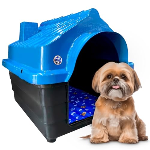 Casinha Casa Plástica Cachorro Gato Porte Pequeno Mecpet (Azul, Nº 02)