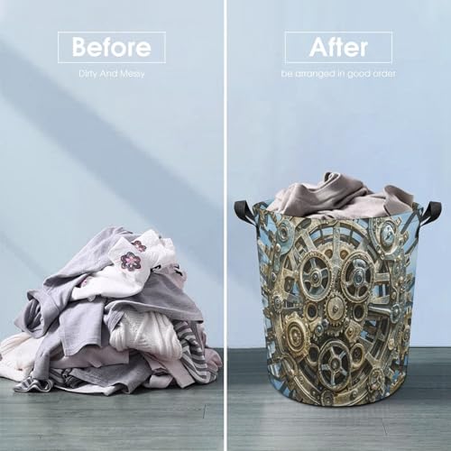 Panier à linge imperméable grand modèle au design engrenages steampunk exclusif