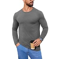 Terecey T-Shirt Thermique Homme Col Rond Haut Thermolactyl Manches Longues Tee Shirt Décontracté Confortable Uni Casual Automne Hiver pour Quotidien et Loisirs