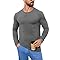 Terecey T-Shirt Thermique Homme Col Rond Haut Thermolactyl Manches Longues Tee Shirt Décontracté Confortable Uni Casual Automne Hiver pour Quotidien et Loisirs