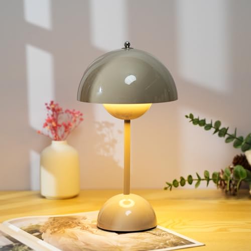 Neoglint Bord trådlös uppladdningsbar, FlowerPot lampa bord, dimbar med touchkontroll, 3 ljusstyrkenägen, dekorativ mushrum för säng, skrivbord, bord, kontor [energiklass F