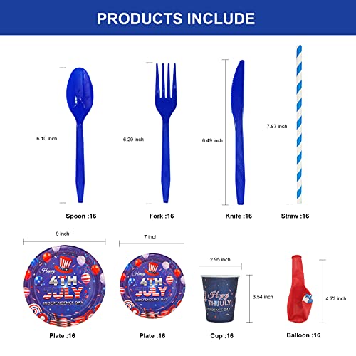 200Pcs 4Th Of July Party Supplies Pack -Tablecloths, Plates, Napkins, Cups, Straws, Flatware Set (Serves 16), Banner, Balloons For Independence Day Party/July Fourth Patriotic Party Veterans Memorial Day #TOP3