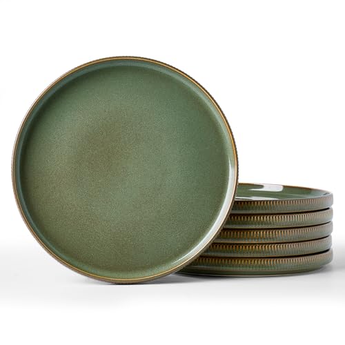 famiware Star 10/8 inches Dinner Plates Set for 6, Capulet Olive