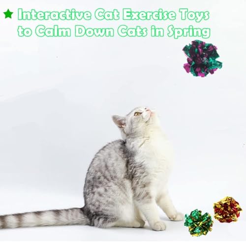PETFAVORITES Mylar Crinkle Balls Cat Toys Interactive Crinkle Cat Toy Balls Independent Pet Kitten Cat Toys for Fat Cats Kittens Exercise, Soft and Right Size (6 Pack) - Thumbnail 7