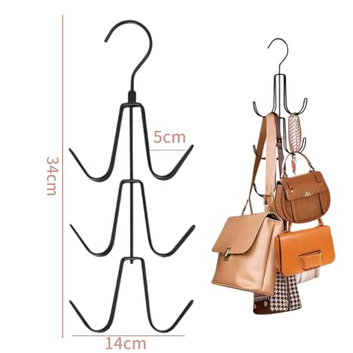Bitcoraje Krawattenhalter 2 Stuck, Taschenbügel, Schalbügel, Handtaschenhalter Aufbewahrungshalter mit 6 Haken – Multifunktionaler Taschen-Organizer, für Taschen, Schal, Krawatte, Gürtel, Rucksäcke