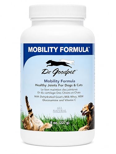 Dr. Goodpet Mobility Formula | All-Natural Hip & Joint Support Powder for Dogs & Cats with MSM, Glucosamine, Vitamin C and Goat’s-Milk Whey | Effective Joint Pain Relief for Active, Aging Pets