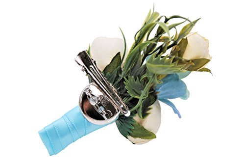 Abbie Home Wedding Wrist Corsage Brooch Boutonniere Set Party Prom Hand Flower Decor (8003-WB) - Thumbnail 4