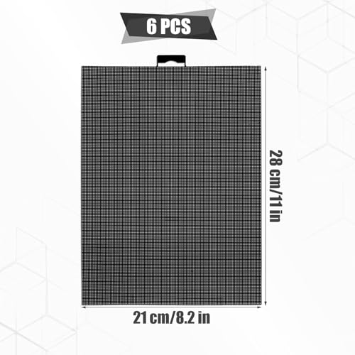 6pcs Plastic Mesh Canvas Sheets, 28x21cm/11x8.2in 14 CT Black Plastic Eye Mesh Screen DIY Crochet Projects for Cross Stitch Embroidery Making Crafts - Thumbnail 2