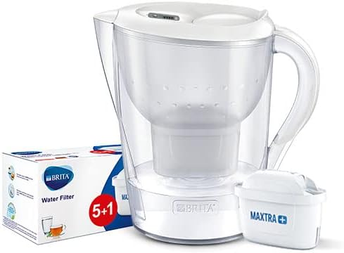 BRITA Combo Pack Of Marella Xl Water Filter Jug 3.5L White & 6Pc+1Pc Free Maxtra+Refill Cartridge|Powerful Filtration With Microflow Technology | Activated Micro Carbon Pearls For Fresh & Tasty Water