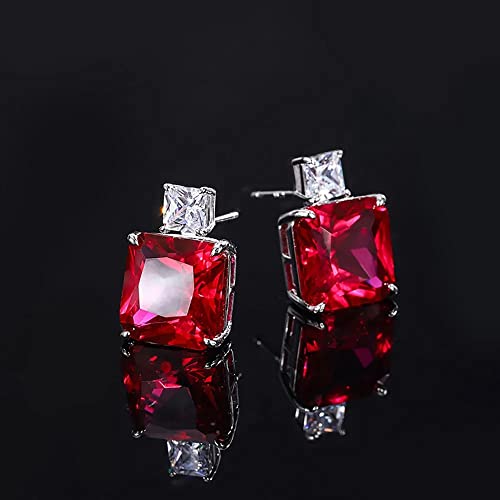 Ensemble bijoux rubis et argent 925 collier boucles d'oreilles 12mm