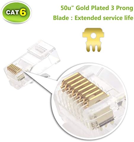 VCELINK RJ45 Connector Pass Through Cat6 50 PCS with RJ45 Boot Cover 50 PCS, Ethernet RJ45 Plug for Cat6/Cat5/Cat5e Network Cable, 5-Color Strain Relief Protection Boots Soft Plastic