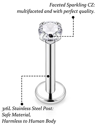 Vsnnsns 16G Lip Rings Stainless Steel Tragus Helix Conch Piercing Jewelry Snake Bite Piercing Monroe Lip Rings Labret Medusa Cartilage Lobe Earrings Studs Piercing Jewelry 6MM 8MM 10MM Silver3