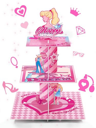 Pink Girl Birthday Party Decorations Cupcake Stand Dessert Table Displays