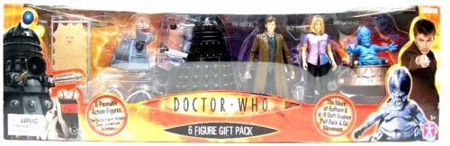 Image of DOCTOR WHO 6 FIGURE GIFT SET : 9TH AND 10TH DOCTOR, DALKE, K-9 ROSE TYLER & MOXX OF BALHOON