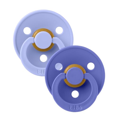 BIBS Colour Pacifier, 6-18 Months, 2-Pack, Round Nipple, Hush/Grape