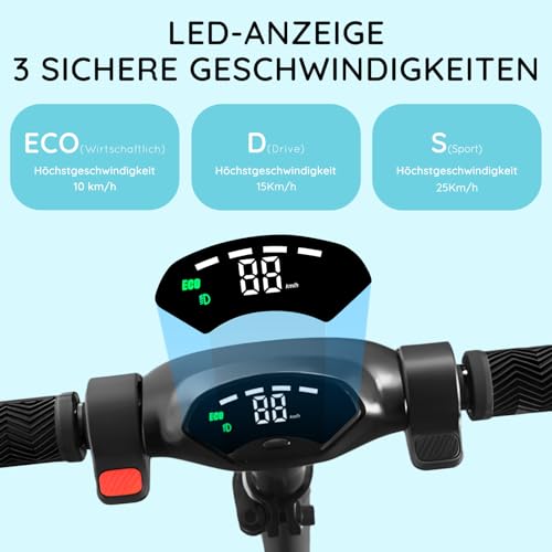 E-RIDES Patinete eléctrico para niños y adolescentes, motor de 150 W, alcance de 20 km, indicador LED, plegable y regulable en altura, seguro para el tiempo libre, perfecto como cumpleaños - imagen 3