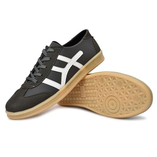 Image of Leatherkraft Men Low-Top Lace-Up Sneakers Grey