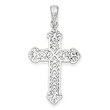 Sterling Silver Antiqued Fleur de lis Cross Pendant