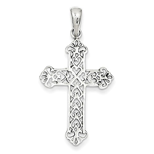 Sterling Silver Antiqued Fleur de lis Cross Pendant