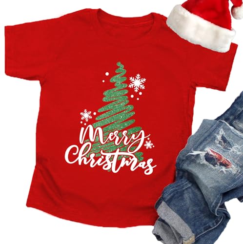 Image of Christmas Tree Shirt for Toddler Boys Girls Merry Christmas T-Shirts Short Sleeve Holiday Tee Xmas Gift Tops