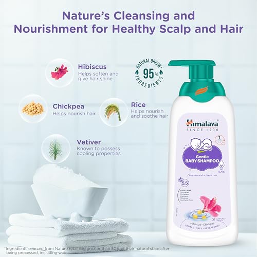 Image of Himalaya Gentle Baby Shampoo 400ml with Hibiscus, Chickpea | No Tears | pH 5.5 | No.1 Doctor Recommended Brand | Cleanses, Softens & Nourishes hair | Safe for Newborns | Hypoallergenic (Pack of 5)