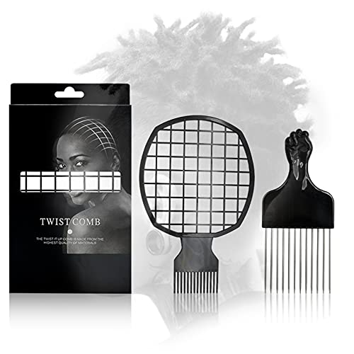 2 Pieces Afro Twist Hair Comb Curly Hair Dirty Braid Comb, wide Tooth Comb For Curly Hair For Men Women, Pick Hair Twist Comb Set for Women
