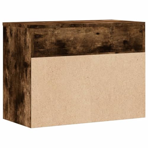 Banc à chaussures en chêne fumé Mangloder 60x30x45 cm avec 2 étagères