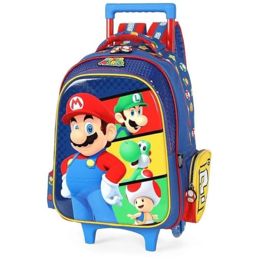 Mochila de Rodinha e Costas Super Mario e Amigos Luxcel
