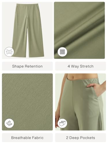 Image of SAADAA Palazzo Pants for Women Half-Elasticated Waistband | Palazzo for Women in Airy Linen Fabric | Regular Fit Mid Rise Waist & Deep Pockets | Versatile Formal & Casual Wear |