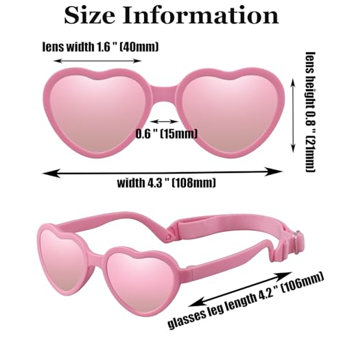 Baby Sunglasses with Strap Heart Shaped UV Protection Flexible Polarized Sunglasses for Infant Baby Toddler Girls Boys2