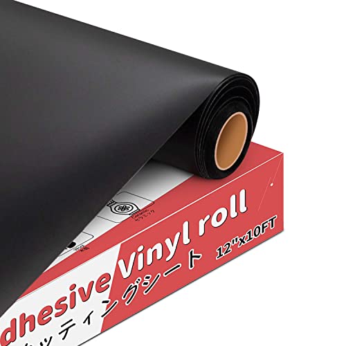 YRYM HT Vinylfolie Plotter - 30cm x 305cm Permanente Selbstklebendes Plotterfolie Vinyl mit Rückseite für Bastelprojekte Schilder Scrapbooking (Matt Schwarz)