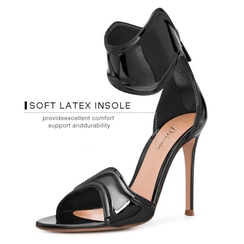 Image of Women's Metallic Open Toe Heels Sandals Back Zipper Dressy Heels Ankle Strap Heels for Party Wedding