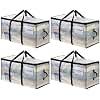 OTraki Pack of 4 Storage Bags with Lid Large Moving Bags with Zip Foldable Moving Boxes for Clothes Storage Moving Boxes for Camping Bedding Organisation foldable moving boxes clothes storage moving boxes camping bedding organization storage space saving practical