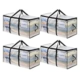 OTraki 4 Stück Aufbewahrungstasche mit Deckel, Umzugstaschen Groß mit Reißverschluss, Faltbare Umzugskartons für Kleidung Aufbewahrung, Moving Boxes für Camping Bettwäsche Organisation