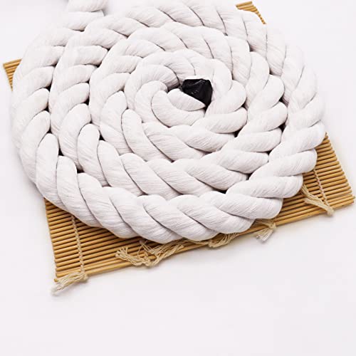 White Cotton Rope (1 Inch X 32 Feet) Natural Thick Rope For Landscaping, Railing, Climbing, Decorating,Tug Of War #TOP4