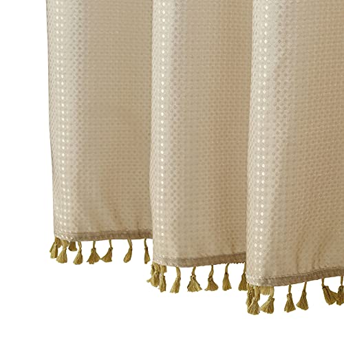 Cosevier Ombre Waffle Shower Curtain With Tassel For Bathroom,Modern Ombre Texture Fabric Waterproof Shower Curtain,72 X 72 Inches,Beige #TOP3