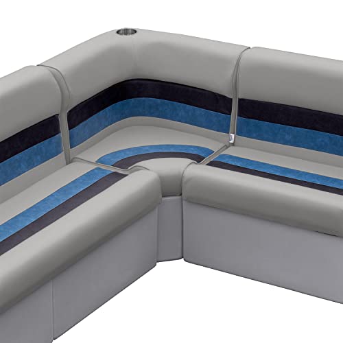 Wise 8Wd133-1011 Deluxe Series Pontoon Radius Corner Seat Cushion Set, Grey/Navy/Blue #TOP3