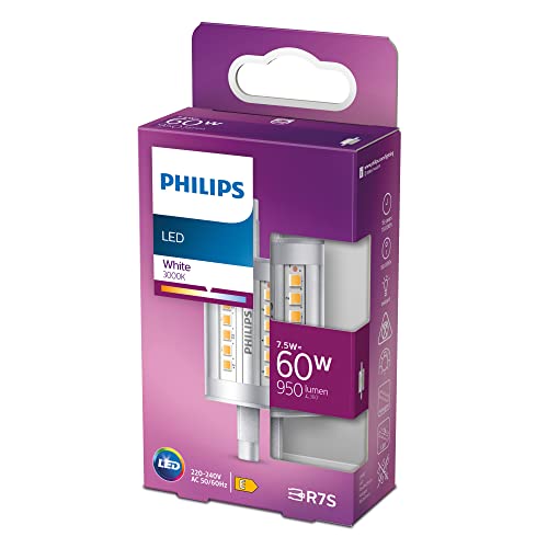 Philips ampoule LED Crayon R7S 60W 78mm Blanc Neutre, Verre