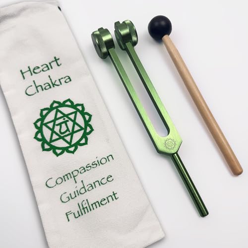 OM 136.1 Hz Heart Chakra Tuning Fork for Healing with Carry Bag - Sound Healing & Biofield Harmonization - Sound Healing Instruments, Sound Therapy Tools - Green by MYRIAD MELODIES - Image 6