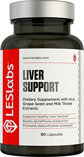 LES Labs Liver Support â Liver Cleanse, Healthy Liver Function, Glutathione Production & Detoxification â Milk Thistle, L-Cysteine, ALA & Dandelion â 90 Capsules