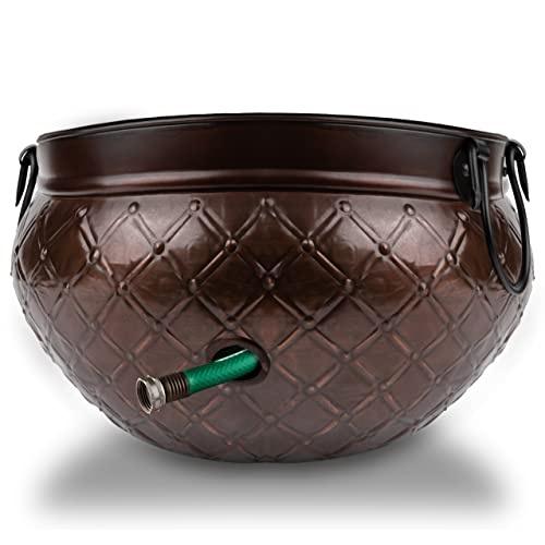 LifeSmart Garden Hose Pot Storage Holder with Copper Accents 16 x 12 Inches | Heavy Duty Water Hose Hider | Holds 150 ft Hose Outdoor and Indoor Use by LifeSmart - Used condition - Image 4