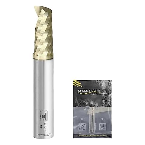 SPEED TIGER Solid Carbide CNC Spiral O Single Flute End Mill - IAP1/8"Diameter 1/4" Shank, 2"OVL(1 Piece, 1/8") - For Aluminum, Wood, Plastic, Brass, Copper Cutting – Mill Bits Sets for Professionals Cover