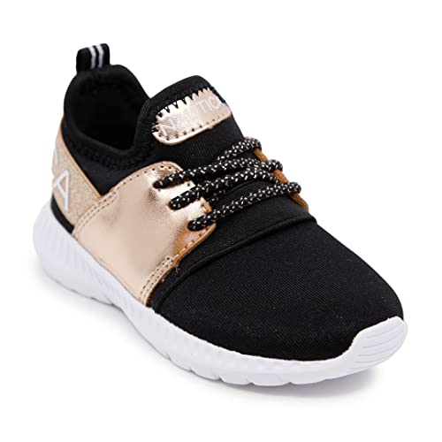 Nautica Kids Sneaker Girls Comfortable Fashion Athletic Slip-On Bungee Running Shoes-Kappil Toddler-Rose Gold Black Size-10 #TOP7